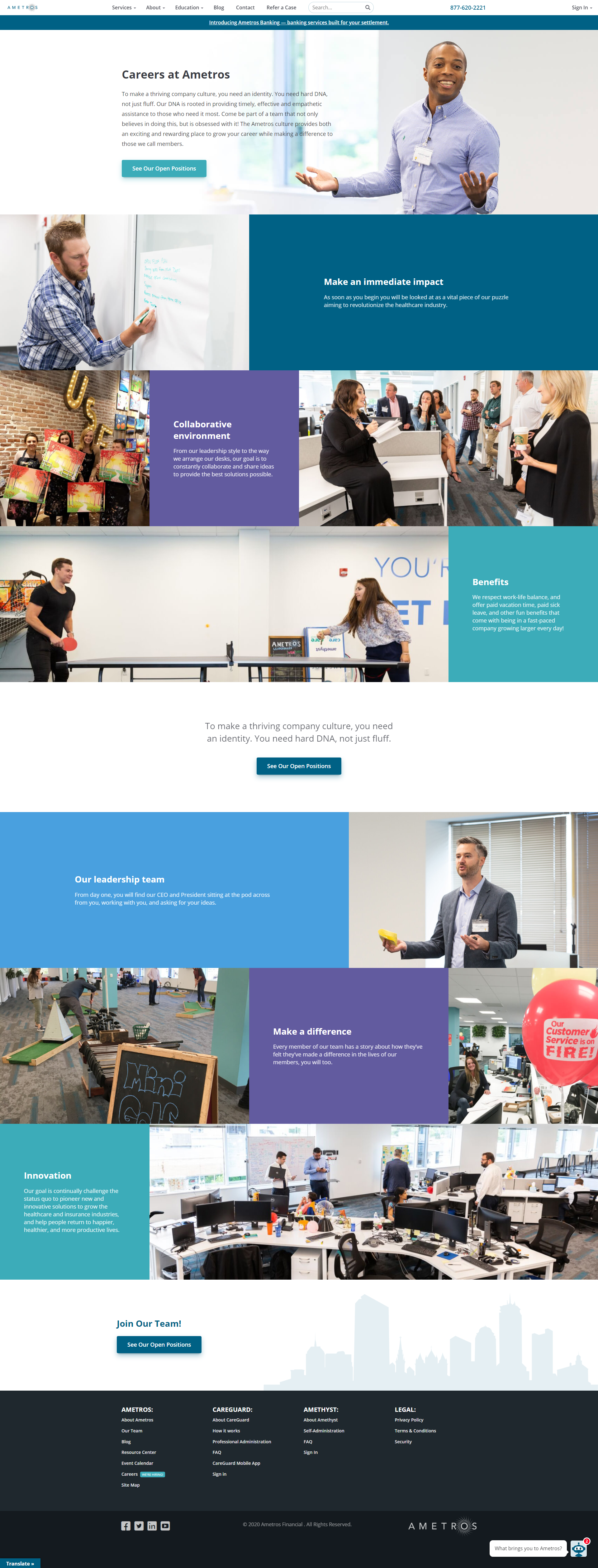 Ametros Careers Page Screenshot