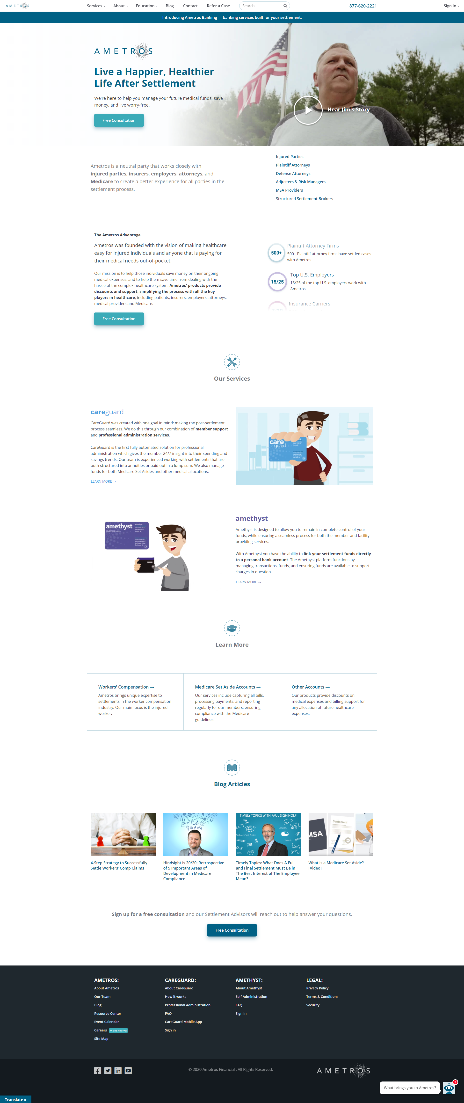 Ametros Home Page Screenshot
