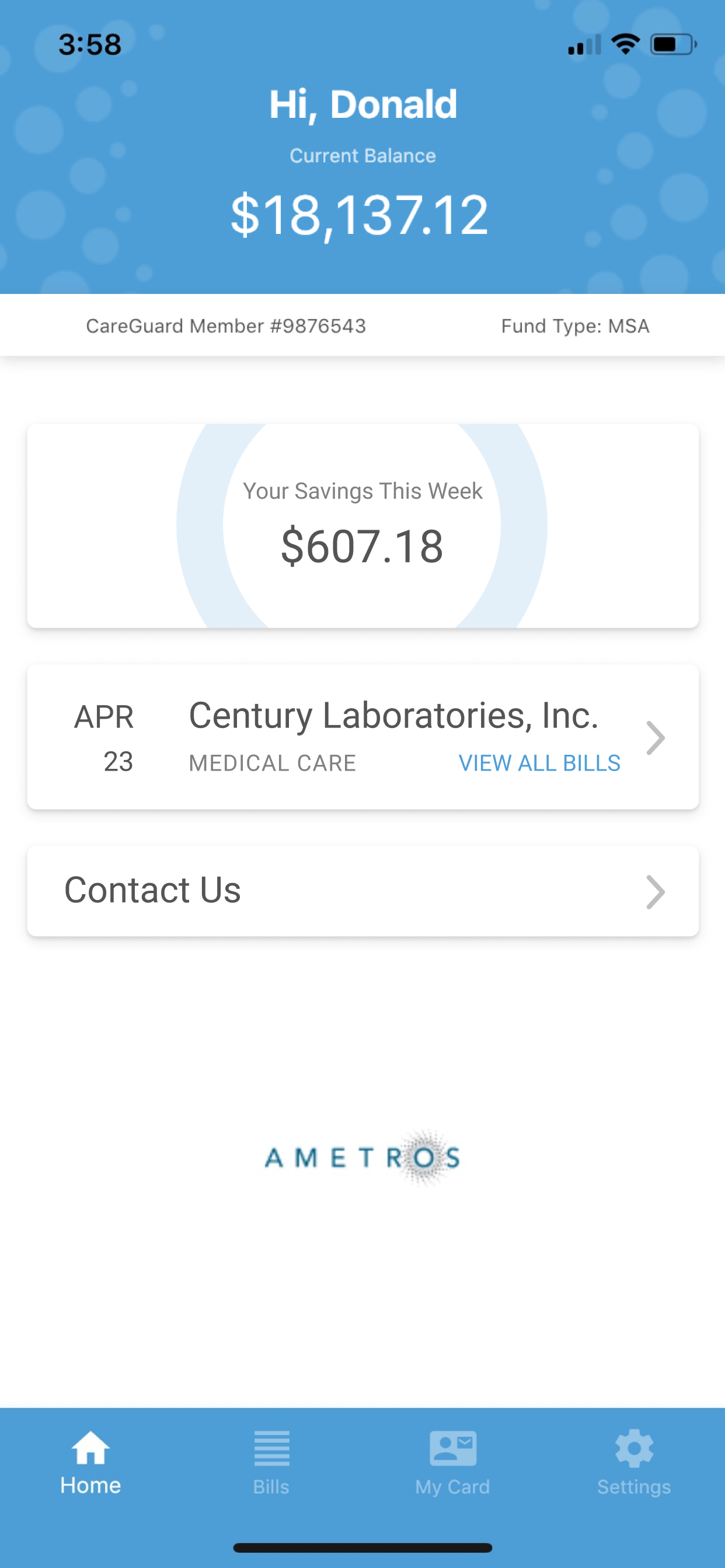 CareGuard App Home Screenshot