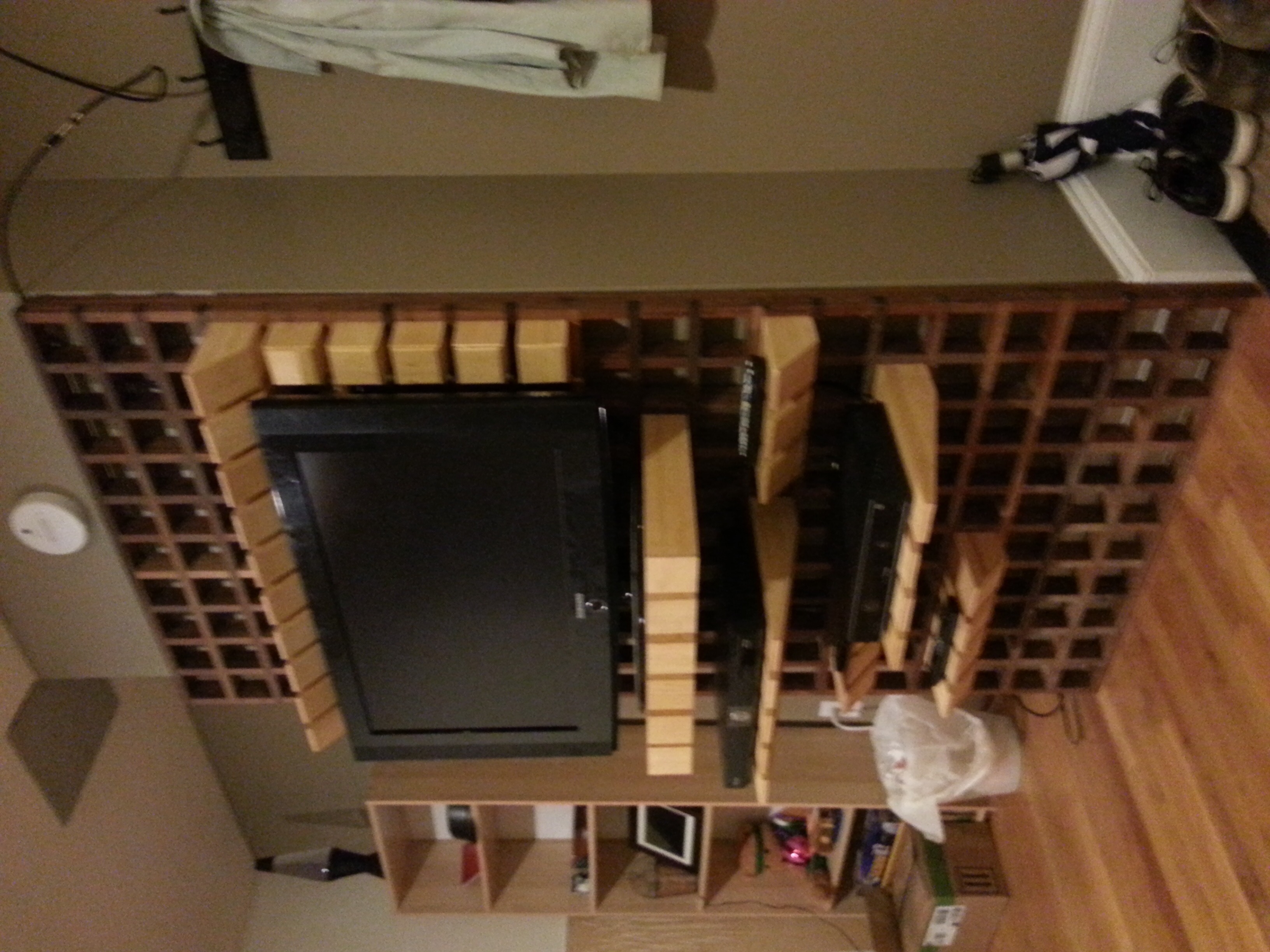 Walnut and Bamboo Grid Shelving