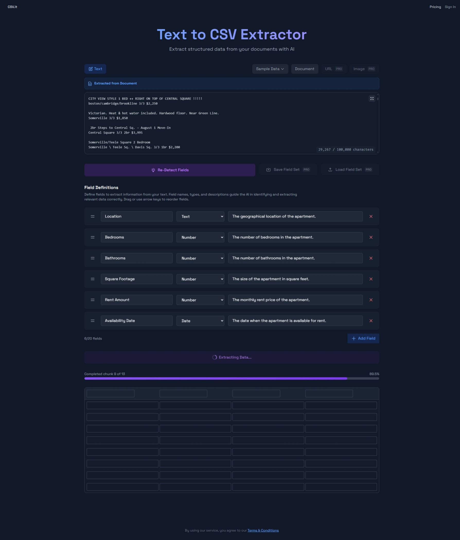 Data Extractor Screenshot