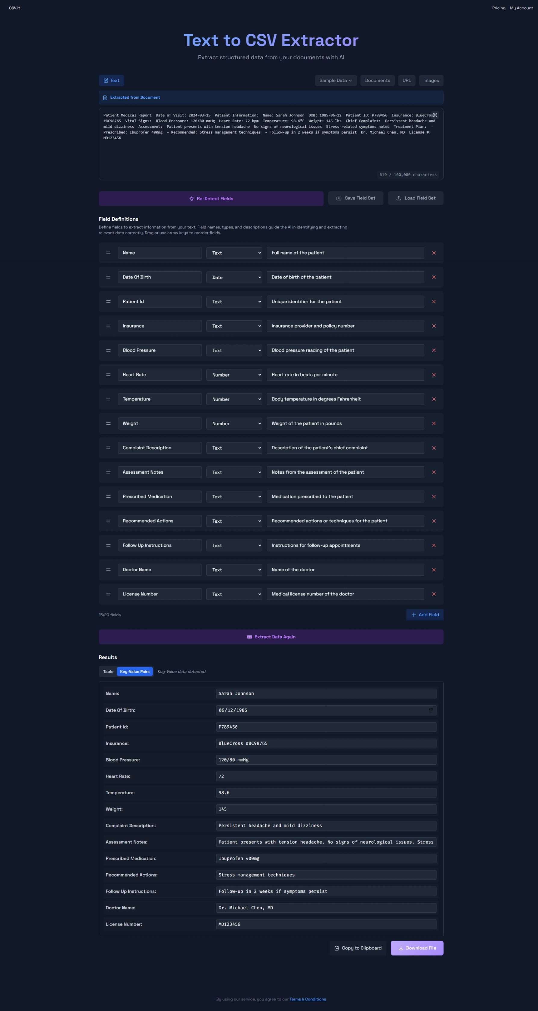 Data Extractor Screenshot