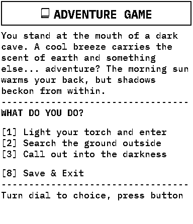 Adventure game print sample