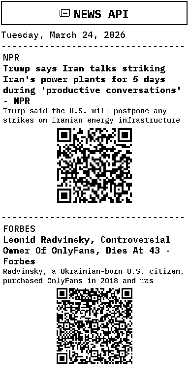 News headlines print sample