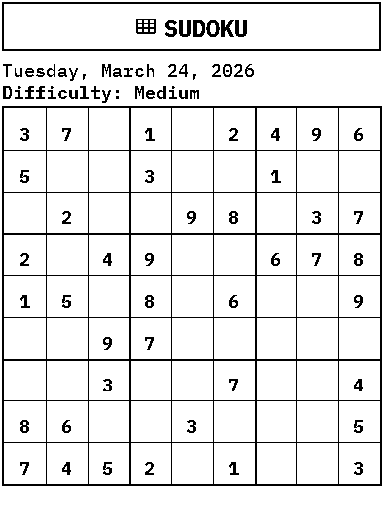 Sudoku puzzle print sample