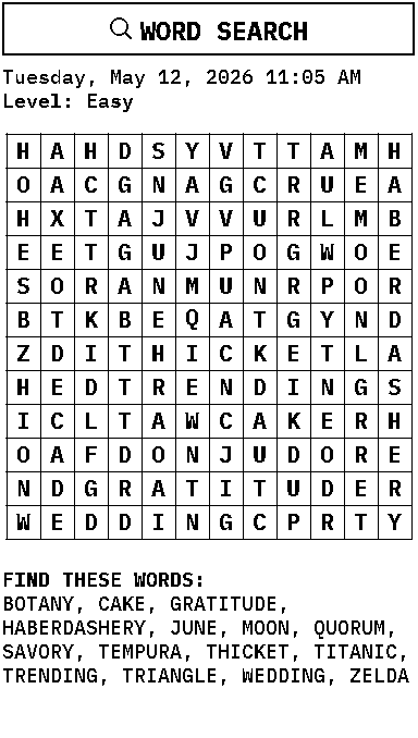 Word search print sample